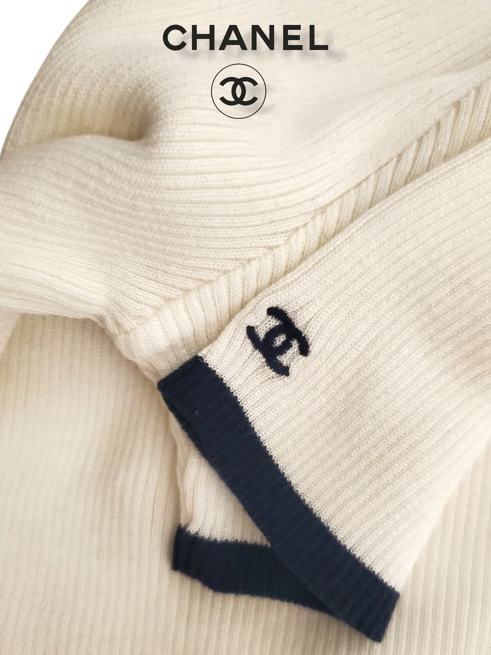 Vintage 1996 Karl Lagerfeld for CHANEL Boutique Ribbed Knit Ringer Top – FR 42